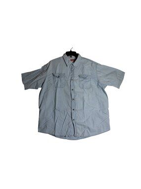 Wrangler Short Sleeve Blue Denim Button Down Western Shirt Mens XL